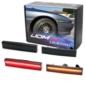 iJDMTOY Smoked Lens Amber/Red Full LED Side Marker Light Kit For Toyota 1986-1992 A70 MK3 Supra, Powered by Total 180-SMD LED