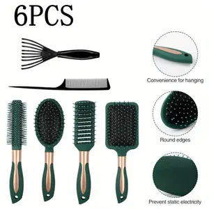 6 Pcs Paddle Hair Brush Comb Set Scalp Massage Comb Long Hair No Tangle Hair Brush Hairdressing Comb Beauty & Personal Care