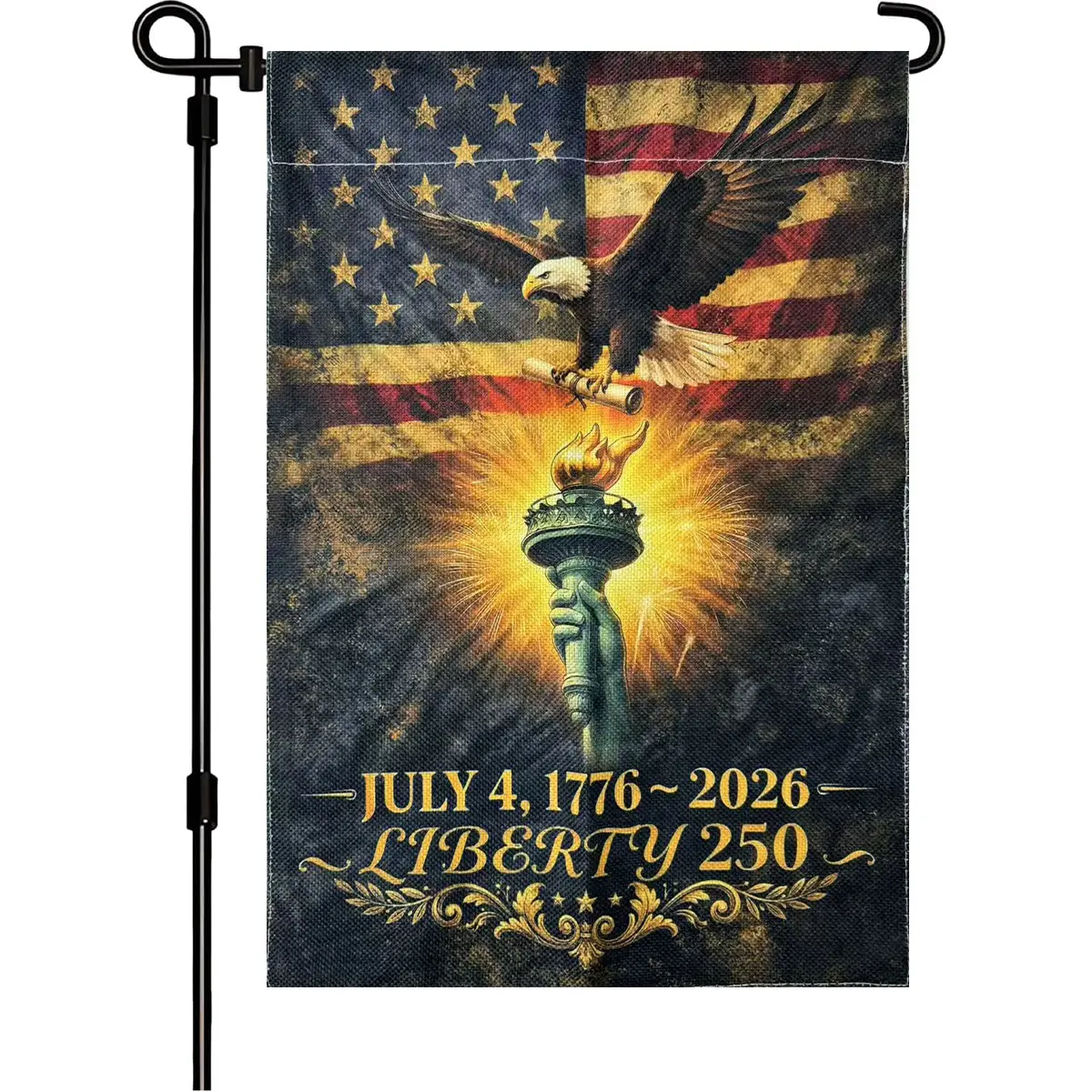 18x12 in USA 250th Anniversary Vertical Garden Flag, Double-Sided Waterproof Patriotic Eagle Cross Flag (1776-2026), Fade-Resistant Outdoor Garden Decor for Independence Day, Vertical Garden Flags