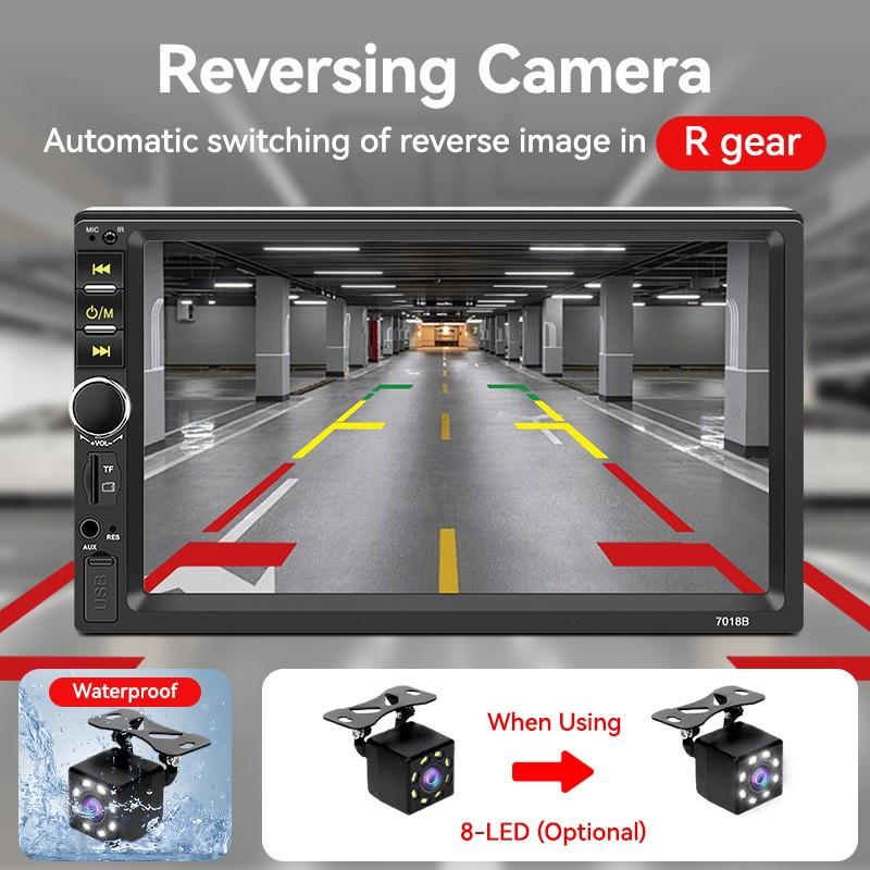 7 Inch 1 DIN Car Display with Wired Carplay Android Auto Bluetooth-compatible 5.0 Mirror Link, Supports Rear Camera USB TF Aux Fm 12V Adapter Radio, Car Video Player.