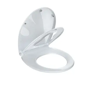 Premium Full Flat Round Toilet Seat, 17" Quick Release Design in All-White, Perfect for Daily Bathroom Use