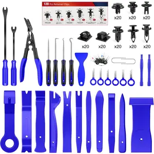 Nilight 200-Piece Multi-Use Auto Trim Removal Tool Kit with 6 Hole Sizes, Nylon Fiber Round Handle Grip Crowbar, Push Pin Bumper Retainer Clip Remover, Fastener Terminal Remover, Adhesive Cable Clips, Car Panel Radio Pliers, Portable Bag, Clip Removal