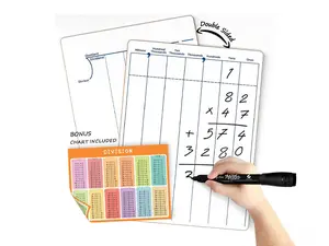 Dry Erase Division & Place Value Whiteboard 9" x 12" Reusable Long Division Practice Board for Students Classroom & Homeschool