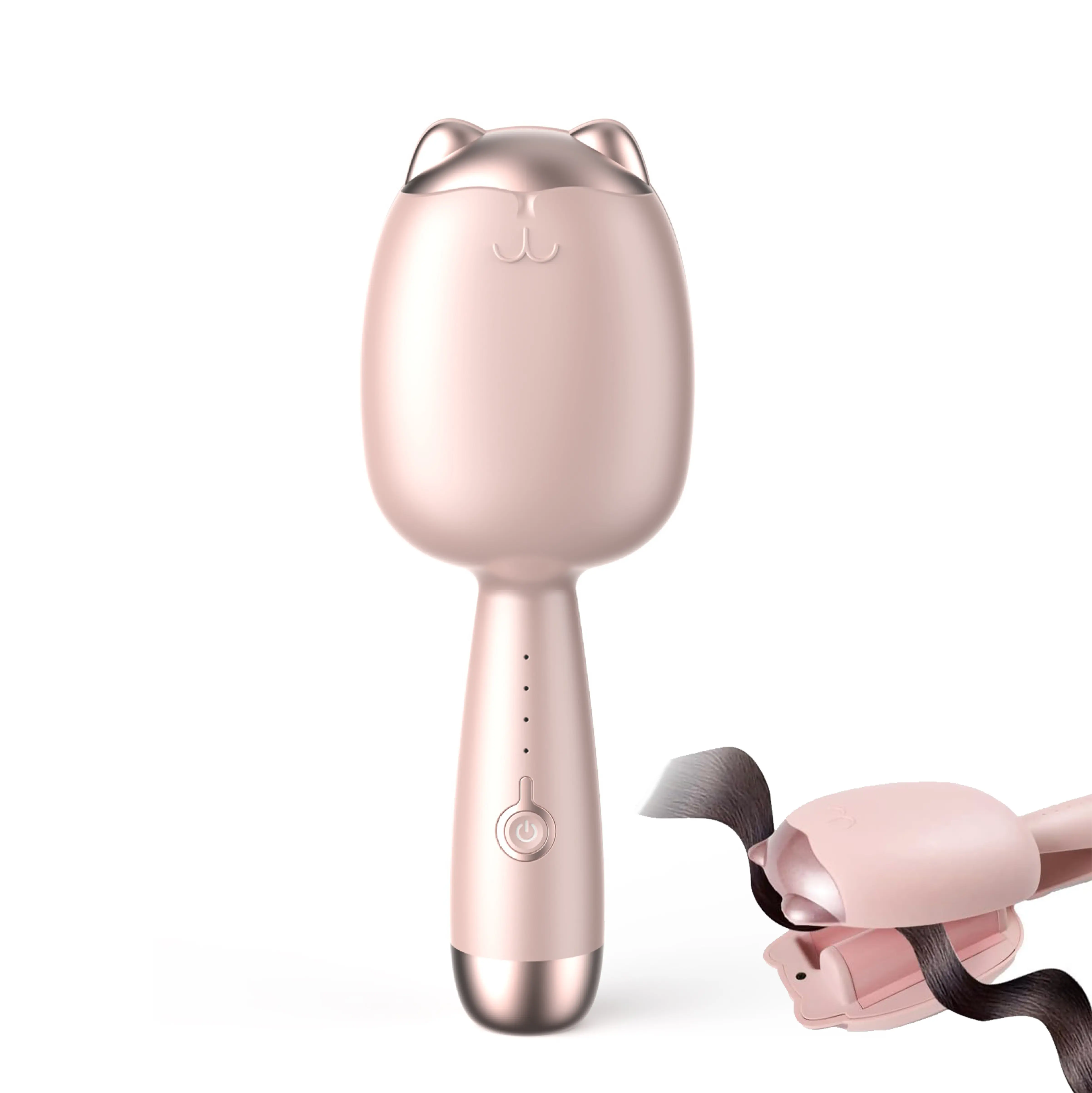 Egg Roll Hair Waver Crimper with 4 Heat Settings,Beach Waves Curling Wand, Anti-Scald & Long-Lasting Hold, Easy to Use, Pink