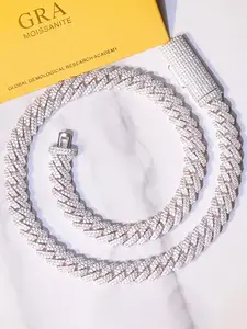 14Mm 2-Row Diamond Plated Miami Style Diamond Hiphop Jewelry Cuban Chain Luxury High-End Jewelry Boutique Street Rapper Hip Hop Jewelry