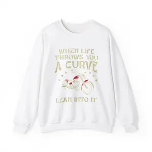 Motorcycle Graphic Sweatshirt, Biker Apparel, Curve Lean Design, Unisex Crewneck Jumper, Heavy Blend Pullover, Motorcycle Lover Gift