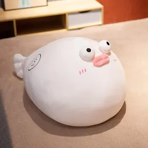 Cute Cartoon White Globefish Plush Toy, 1 Count Funny Ocean Life Throw Pillow, Home Decorative Plush Pillow for Bed Sofa, Stuffed Animal, Cuddly Stuffed Animal, Soft Stuffed Animal