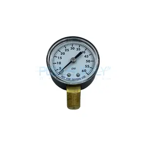 Super-Pro Filter Pressure Gauge 0-60 PSI Bottom Mount - 81060BU