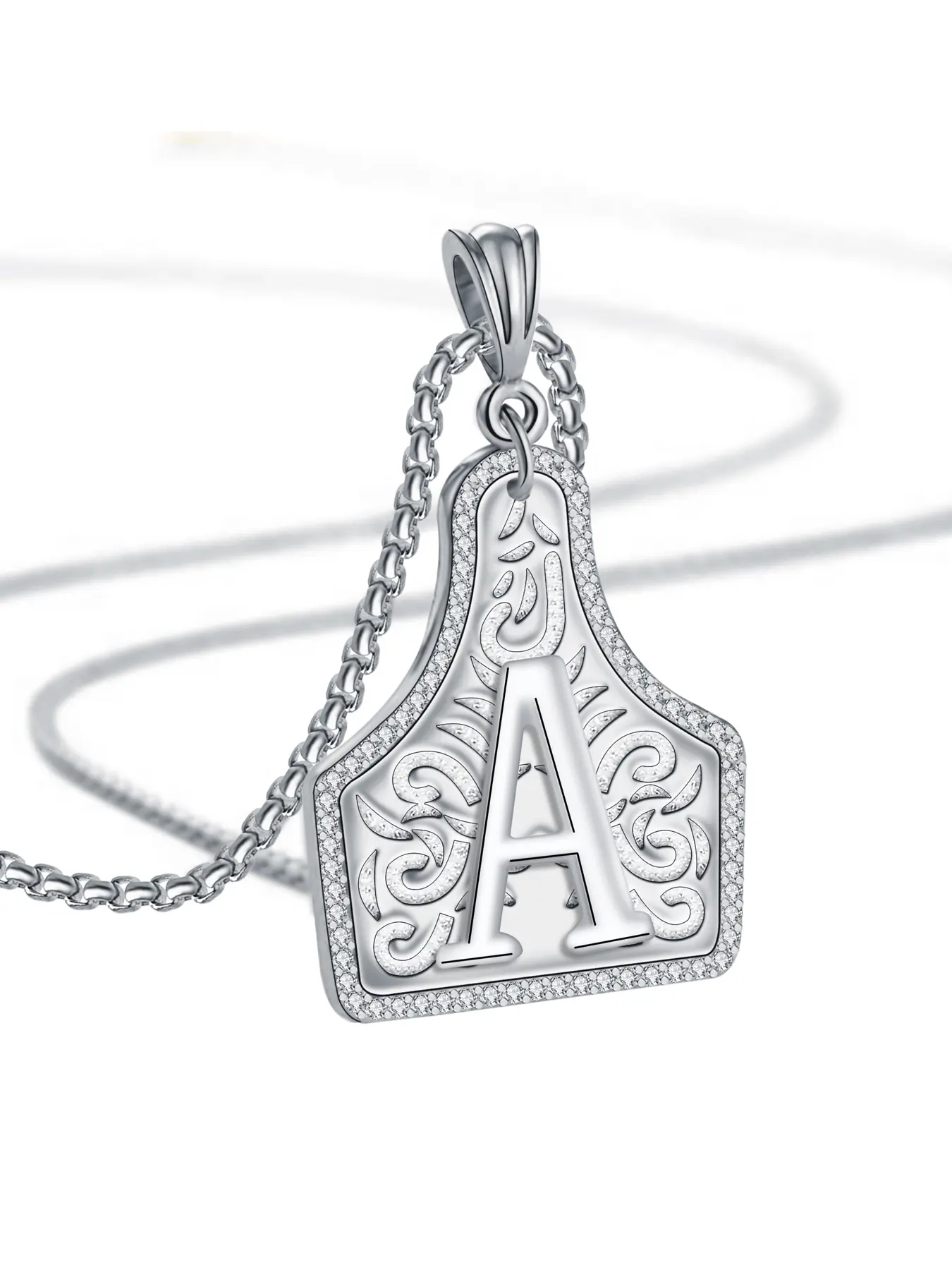 Western Cowgirl Initial Letter Necklace for Women, Cattle Tag Initial Name Engraved Pendant Necklace, Western Charm Jewelry Gift for Women Men, Copper Pendant Necklaces