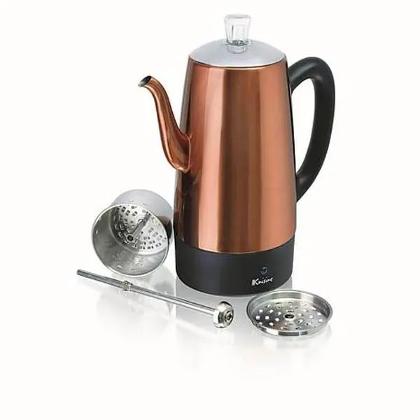EuroCuisine Electric Percolator - 12-cup in Copper Finish