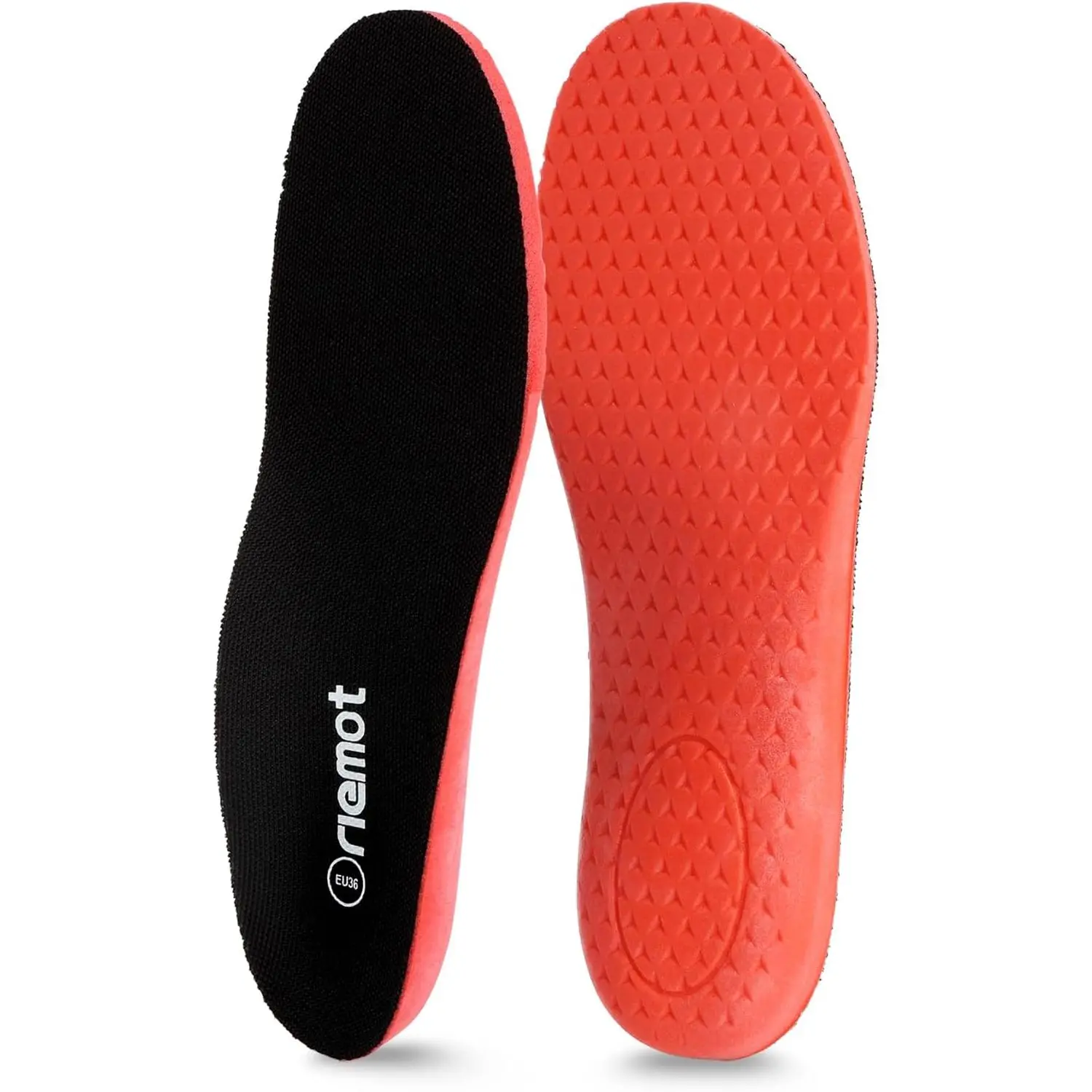 Riemot Men's Sports Insoles - High-Elasticity PU Shoe Inserts with Arch Support, Heel Cup, Shock Absorption, for Walking, Light Running, Black, US9.5/EU42.5