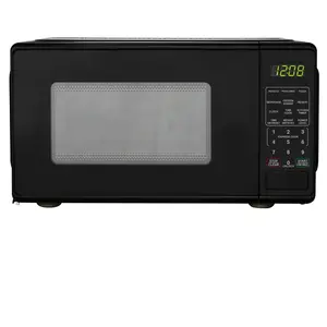Mainstays 0.7 Cu ft Countertop Microwave Oven 700 Watts Black with LED Display Kitchen Timer Clock Child-safe Lockout 10 Power Levels