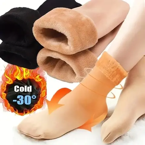 5 Pairs Autumn Winter Socks for Women Thickened Fleece Lined Cold-Proof Warm Self-Heating Snow Socks Unisex Floor Socks Mid-Calf Socks