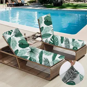 Tropical Leaf Print Beach Chair Cover, Removable & Machine Washable Chair Cover, Chair Protector for Tanning Pool Lounger, Pool & Beach & Outdoor