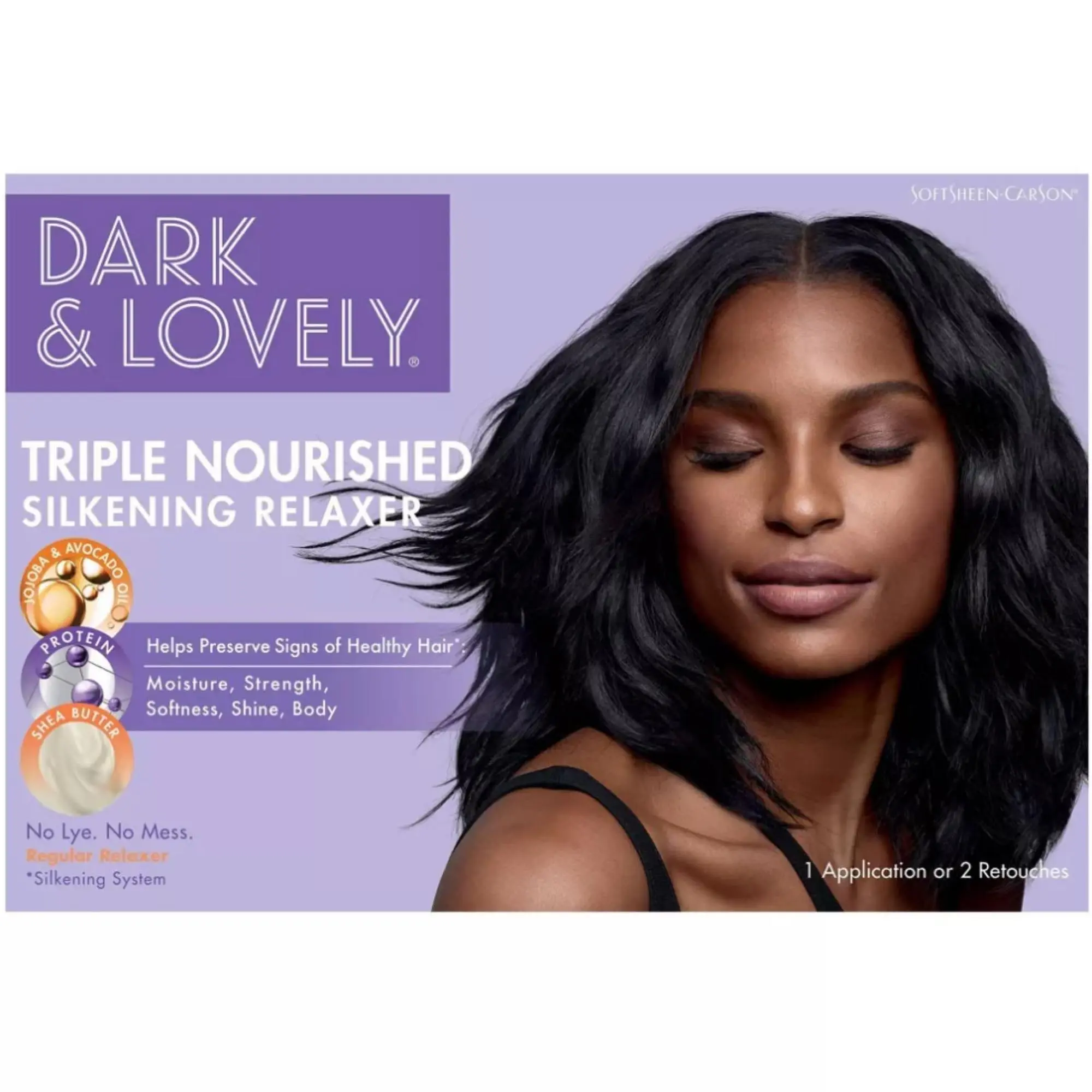 -carson Dark And Lovely Triple Nourished Silkening Relaxer No-lye Regular Strength With Shea Butter  Jojoba Avocado Oils