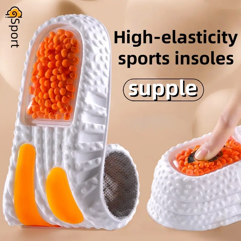 Ergonomic Athletic Insoles with Shock Absorption Sole, PU Leather Popcorn Dot Design with Low Arch Support for All-Day Comfort, Soft Cushioned Insoles, Large, Popcorn Dots, All Seasons, Unisex Sizes, Work/Sports, Footwear, Sports/Work, Large Size, Anti-Sl