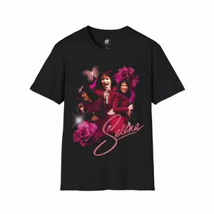 Gildan Women's Selena Quintanilla Reina Del Tex-Mex Print T-Shirt - Streetwear, Light Cotton, Round Neck, Short-Sleeve Essential Top, Fabric, Shortsleeve