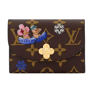 Mono Men's Brown Coated Canvas Wallet - Louis Vuitton Vivienne Wintery Travel Wallet with Illustrated Clasp Design, Mono Men's Wallets