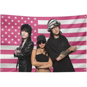 AETHVCD Tapestry Jake And Star Johnny Tapestry Pink America Funny Cameron Flag Poster with 4 Brass Grommets for College Dorm Decor, Room Decor Merch Gift 3x5ft 35x59 in Decoration