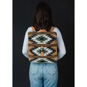 Brown, Black, Green & Cream Western Backpack