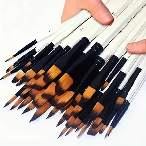 48-Piece Professional Artist Brush Set, Multifunctional Paint Brush, Round Flat Angled Nylon Brushes, Wooden Handles, Ideal for Acrylic Oil Watercolor Crafts