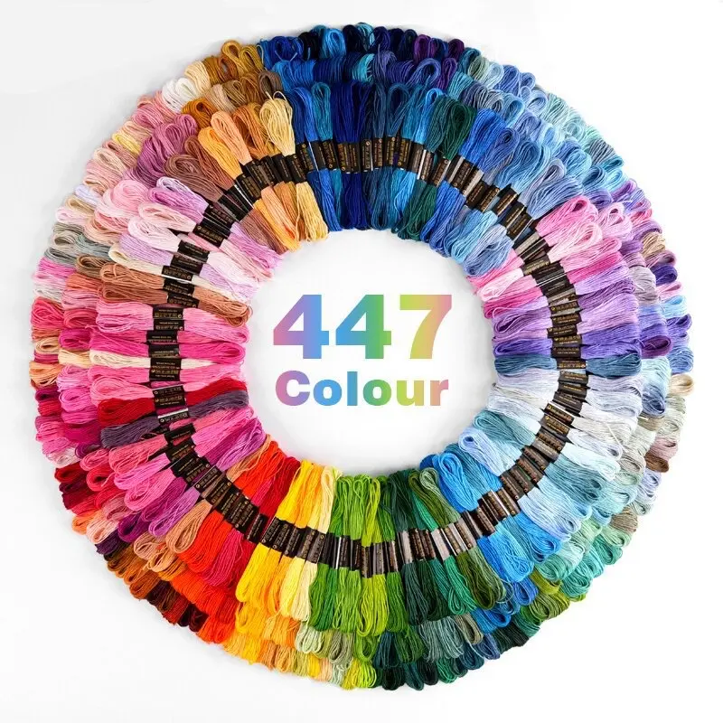 447 color cross stitch thread 6 strands 8 meters hand-woven DIY color Polyester embroidery thread embroidery thread Sewn Embroidery Hand Stitched Handmade Floss