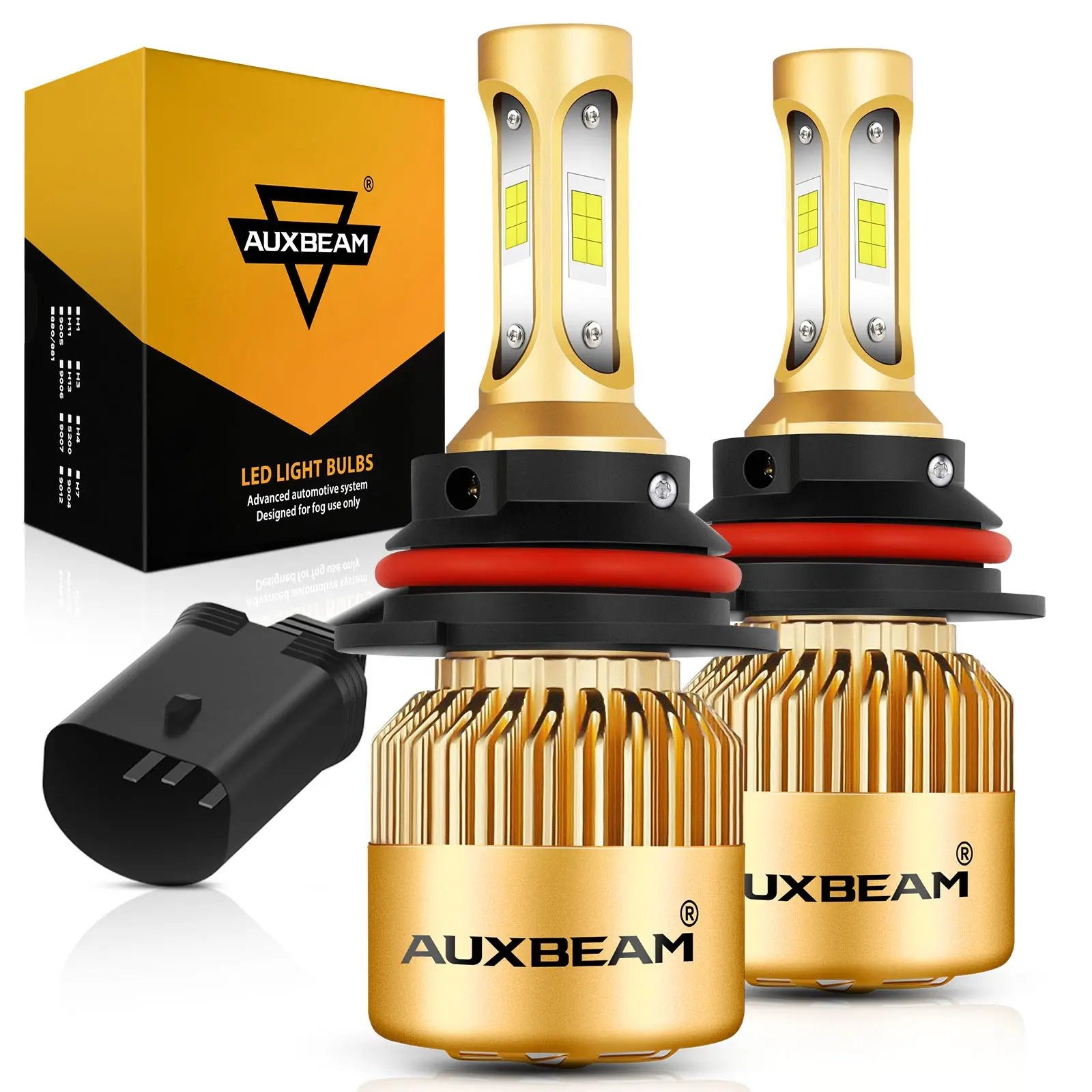 9007 LED Headlight Bulbs (2Pcs), 72W 10000LM 6500K Cool White, 18Pcs CSP Hi&Lo Beam, 6063 Aviation Aluminum, IP68 Waterproof, 50000H Fan Heat Dissipation, 9-12V 2.3A Car LED Headlights