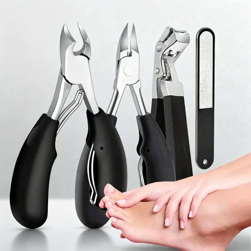 4-piece professional toenail clipper set, angled wide claws for nail clips, heavy-duty sharp blades, ideal gift for seniors, thick nails for men and women, Pedicure Tools Kit