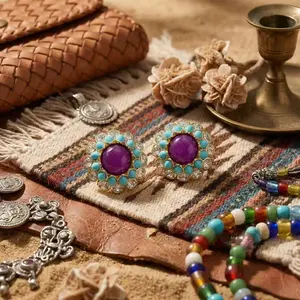 Elegant round stud earrings—fashionable, versatile, light luxury, niche design, high-end feel, grand event jewelry