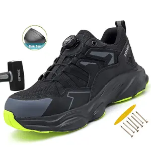 New Lightweight and Breathable Work boots for Men Anti Smashing and Anti Piercing Steel Toe Safety Shoes Indestructible Rotary Buckle Shoes