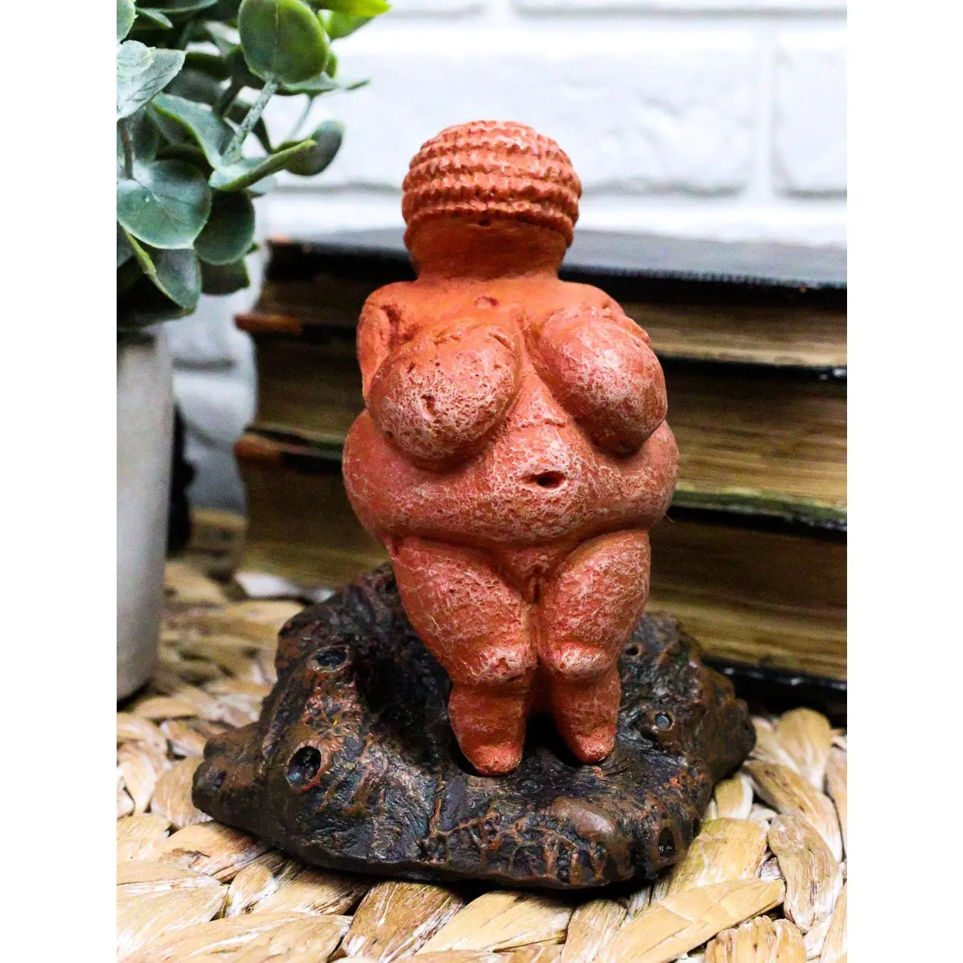 Greek Hand-Crafted Full Figure Venus Replica Figurine - Cold Cast Synthetic Polyresin Willendorf Artifact, Oberon Zell Round Polished Finish Sculpture, 10oz Home Decor Accessory