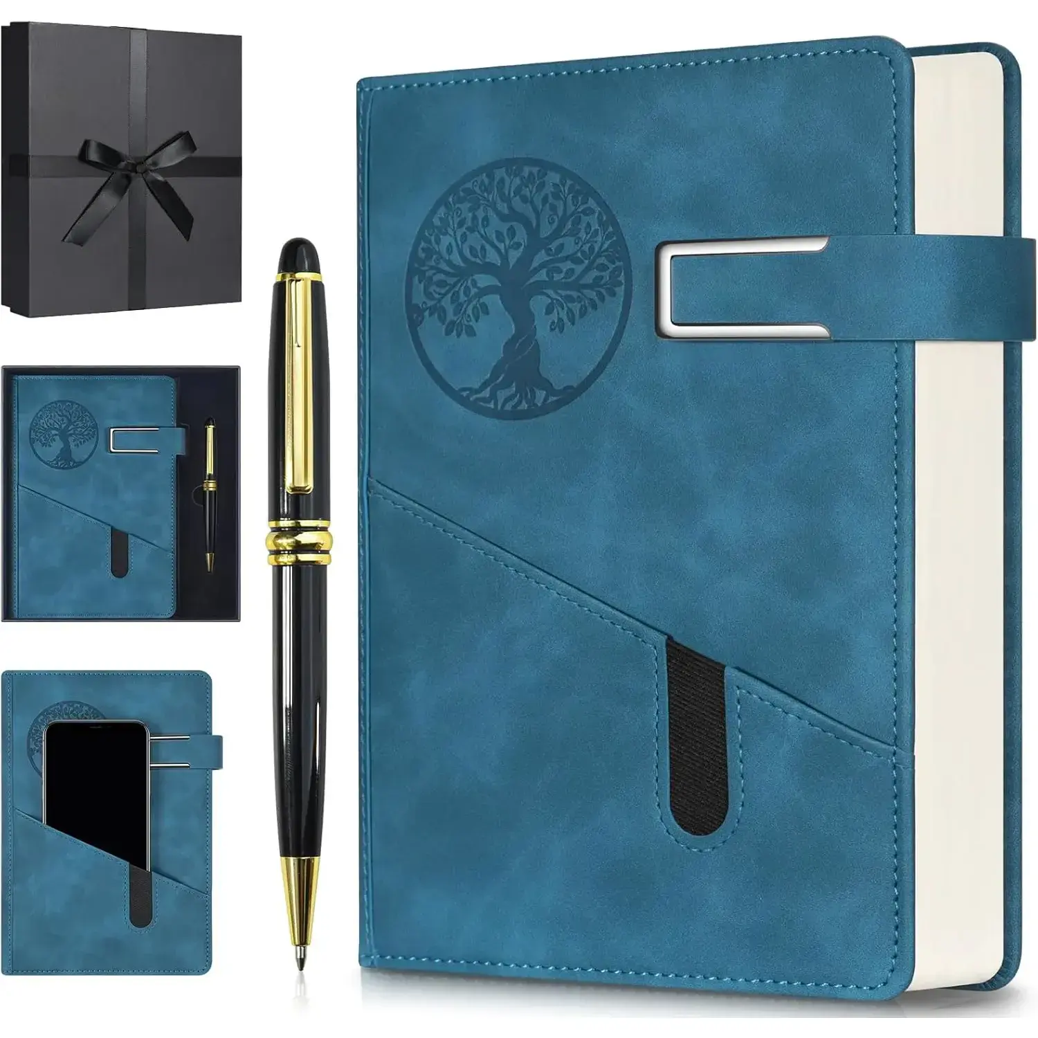 Lined Notebook Journal for Men Women, 365 Pages Numbered College Ruled Notebook, Hardcover Leather Journal with Pen & Gift Box, Thick Daily Diary, Professional Notebooks for Work, School, Business, A5
