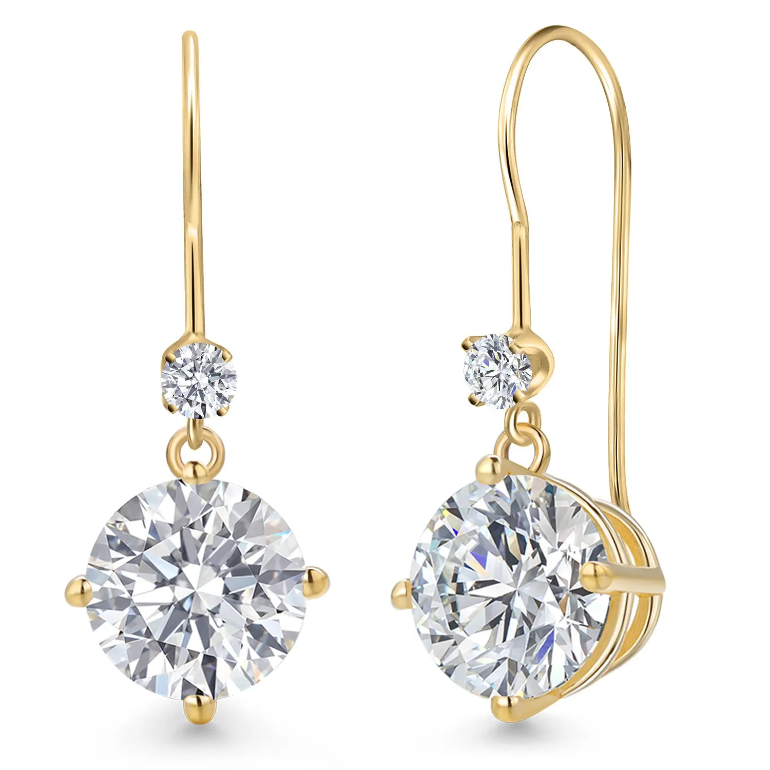 5.13 Cttw IGI Certified Lab Grown Diamond in 14K Yellow Gold Earrings for Women | Round Center Diamond 2.50 Ct | D-E Color | VS1-VS2 Clarity