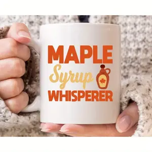 Maple Syrup Whisperer Mug - BPA-Free Reusable Coffee Cup with Red Maple Leaf & Black Tree Design, Non-Slip Handle, Hand Wash Only - Perfect Gift for Thanksgiving, Christmas, Mother's Day, Father's Day, Gift Coffee Mug |   Cozy Drinkware |   Recyclable Mug
