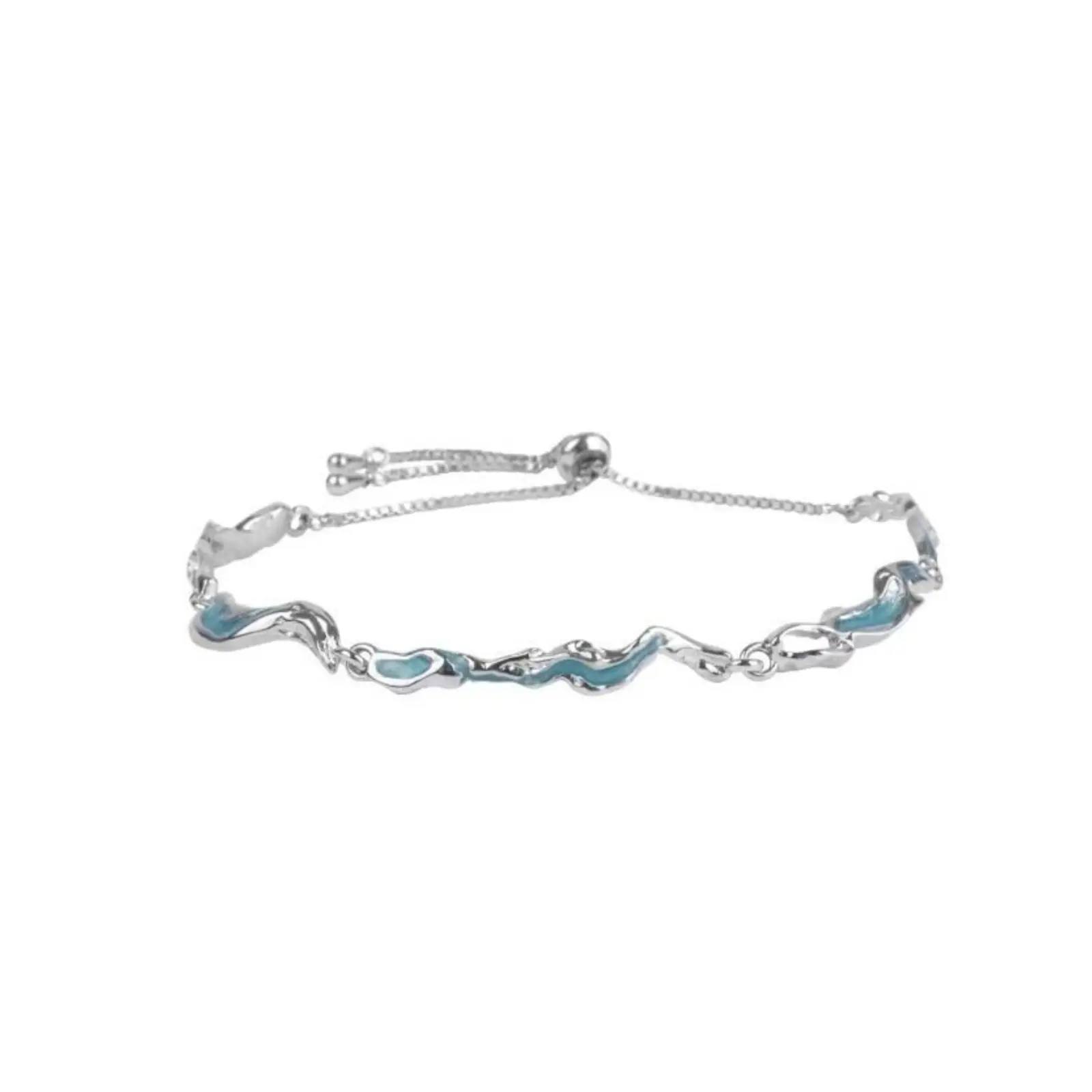 "Ice Blue Sea" sweet and cool irregular blue wave bracelet design fashionable and versatile niche exquisite hand jewelry gift