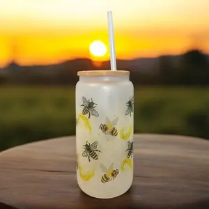 Frosted Glass Cup 16oz with Lid and Straw - Mom Iced Coffee Cup Design - Reusable and Eco-Friendly - Beverage, Sublimation cup