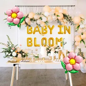 Baby in Bloom Baby Shower Decorations Floral Baby in Bloom Balloons Banner Wildflower Baby Shower Decorations Floral Backdrop Decoration for Girls Sunflower baby shower Decoration