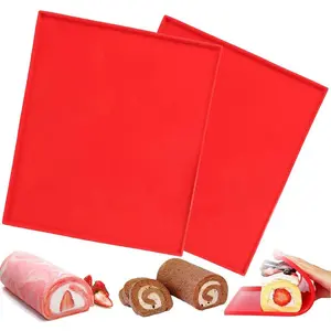 2 Swiss Roll Cake Mat Flexible Baking Tray Jelly Roll Pan Silicone Cookies Mold Bakeware