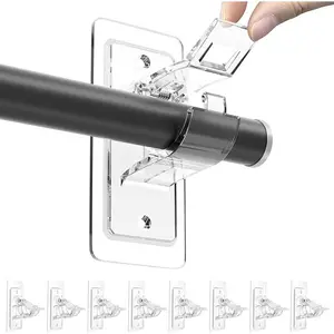 2/4/6/8 Pack No Drill Needed Curtain Rod Holders, Self Adhesive Rod Brackets, Multipurpose Nail-Free Stick on Curtain Rod Hooks, Curtain Hangers for Dorm, Bathroom, Bedroom, Livingroom Decor