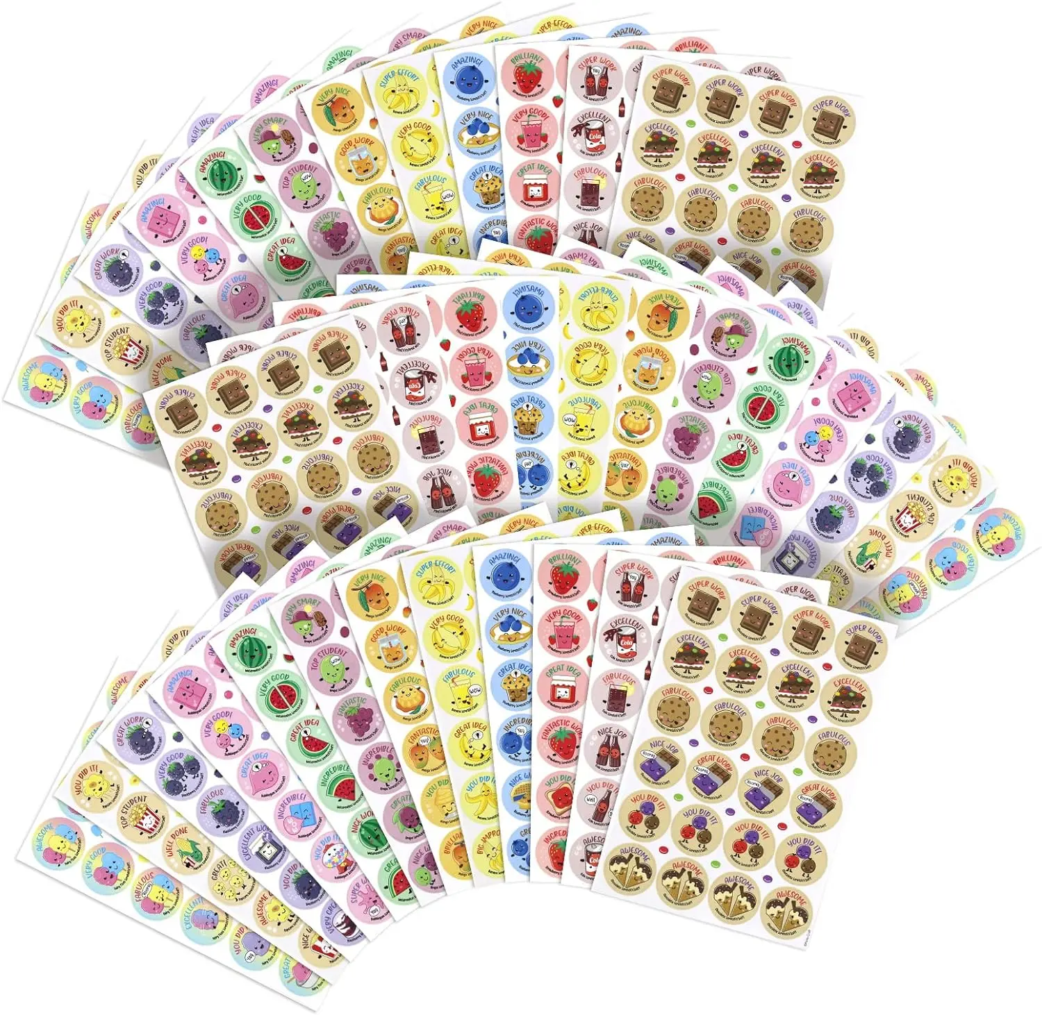 Scratch and Sniff Stickers, 864 Pieces 36 Sheets, Reward Motivate Stickers for Kids, Teachers, Parents, Crafts, Party Favor, Christmas Gift