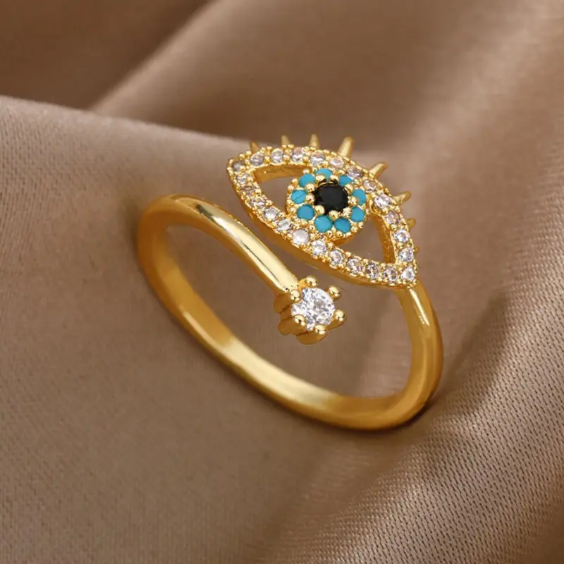 Women's Luxury Style Rhinestone Eye Decor Cuff Ring, Elegant Glittering Ring, Elegant Casual Ring, Elegant All-match Jewelry for Girls Gift, Female Classic Fashion Accessories for Daily Wear, Bridal Rings, Statement Rings, Beautiful Rings