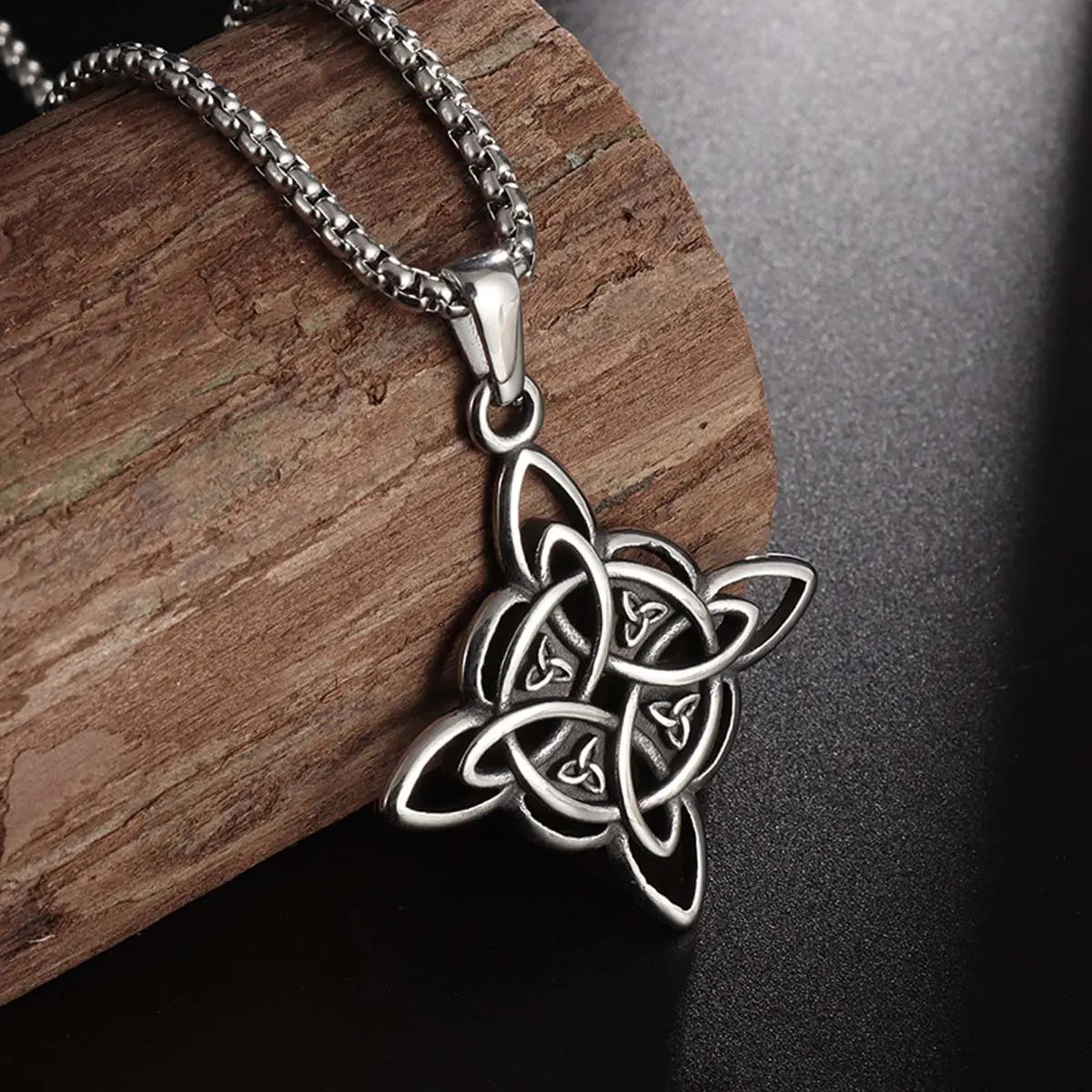 Witchy Celtic Knot Cross Necklace, Unisex Silver Metal-Coated Amulet, Lightweight Spiritual Jewelry for Daily Wear, Birthday Gift, Accessories, Mystical, Eternity, Elegance
