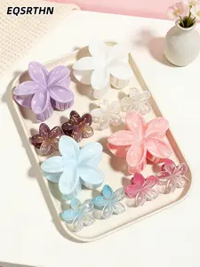 Spring Frangipani pinch Set with a glass texture in both large and small sizes, wear tenderness in your hair! Clear and transparent glass with a gradient texture, the large size is used to hold and stabilize the updo, the small size is used to embellish t