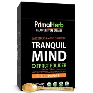 Tranquil Mind - Natural Stress & Anxiety Relief - Ashwagandha, Reishi Spores, L-Theanine, Passion Flower, L-Tryptophan, Griffonia Simplicifolia, Schisandra - Healthcare, Fitness - Edible, Supplement Dietary Tea
