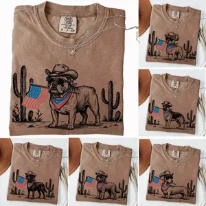 Comfort Colors Patriotic Dog Shirt, 50+ Dog Breeds, Western Cowboy Dog Tee, 4th of July Gift for Dog Lovers, USA Flag Shirt - EVA RAMOS