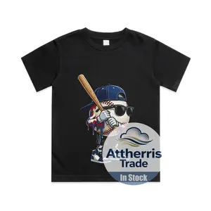 Baseball Drip for Boys Ice Cream Drip Baseball Lover Cotton T-shirt, Graphic Print Round Neck Short Sleeve Casual Tee for Boys Girls