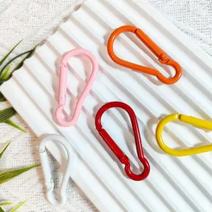 5 Pcs Mixed Colors Mini Rock Aluminum Climbing Carabiners, Keychain Key Clasps, Locking Hooks, Carabiner Buckle Accessories for Camping