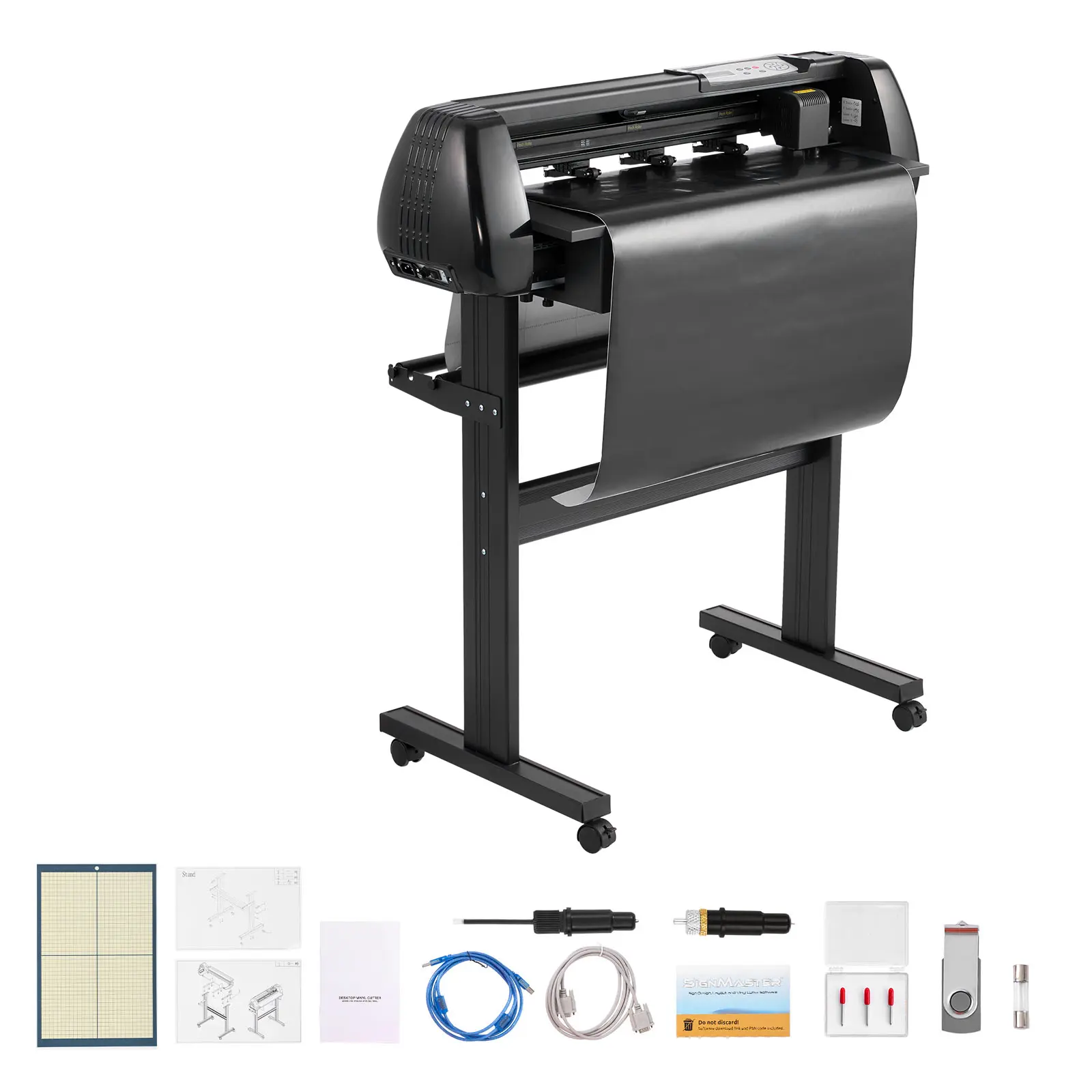Vinyl Cutter Machine, 28 inch Max Feed Width, Dual Blades, Adjustable Force and Speed, LED Display, Vinyl Plotter Cutter Printer with Signmaster Software for Compatible with Windows and macOS