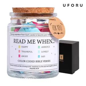 UFORU English Scripture Verse Glass Jar - 1PC Home Organizer Storage Bottle, Religious Gift, Inspiration, Empowering Scriptures, Daily Resource, Mother's Day Gift for Christian Devotionals, Unisex Catholic Faith Present, Religious Gifts