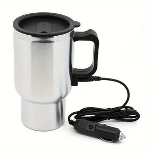 Travel-Ready Car Electric Heating Cup - Stainless Steel, Spill-Proof, Quick Heat & Insulate Beverage Mug for Commuters